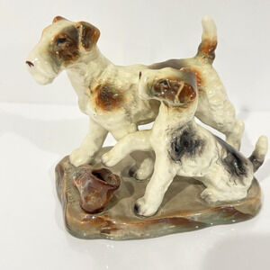 Vintage Nippon Yoko Boeki Fox Terrier Figurine Porcelain Dog Occupied Japan